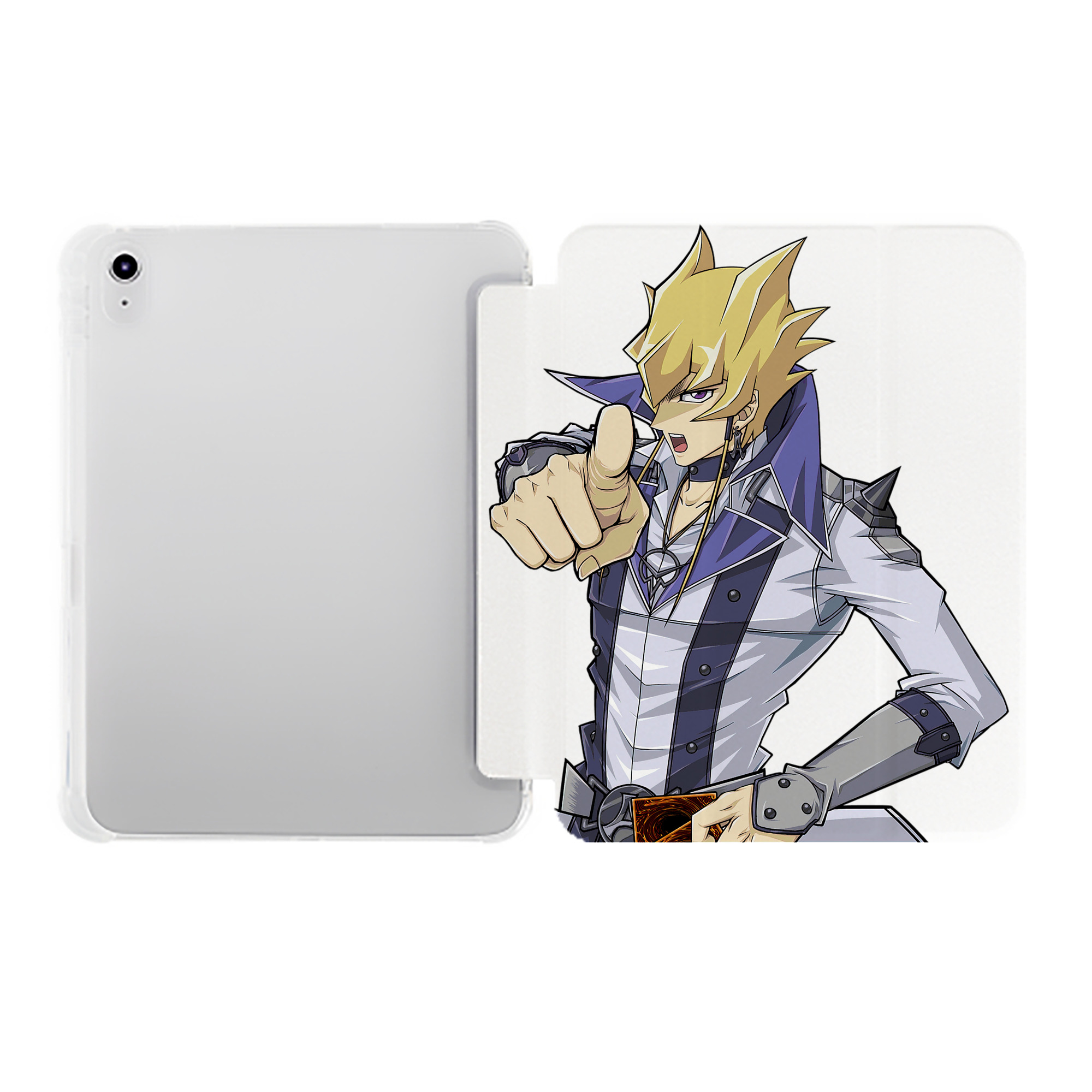 （画像用） 遊☆戯☆王 Yu-Gi-Oh! IPad ケース ペン収納付き 三つ折りスタンド PUレザー×シリコン 対応機種9.5/10.5/10.9インチ